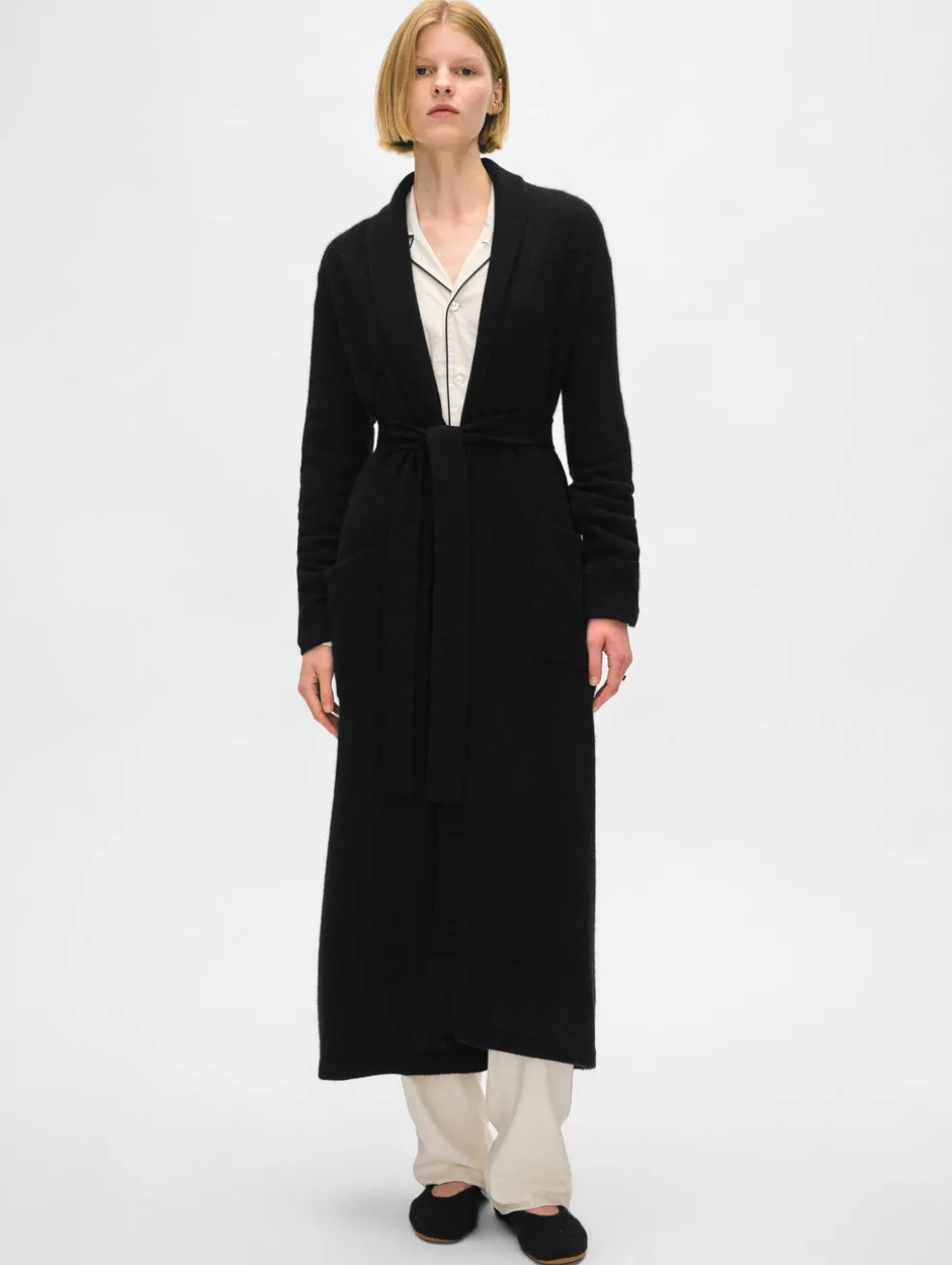 Angora Robe long cashmere robe - White + Warren